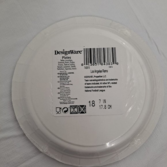 NFL Rams Los Angeles Paper Party Plates 7 Inch 18 Count - Picture 4 of 6